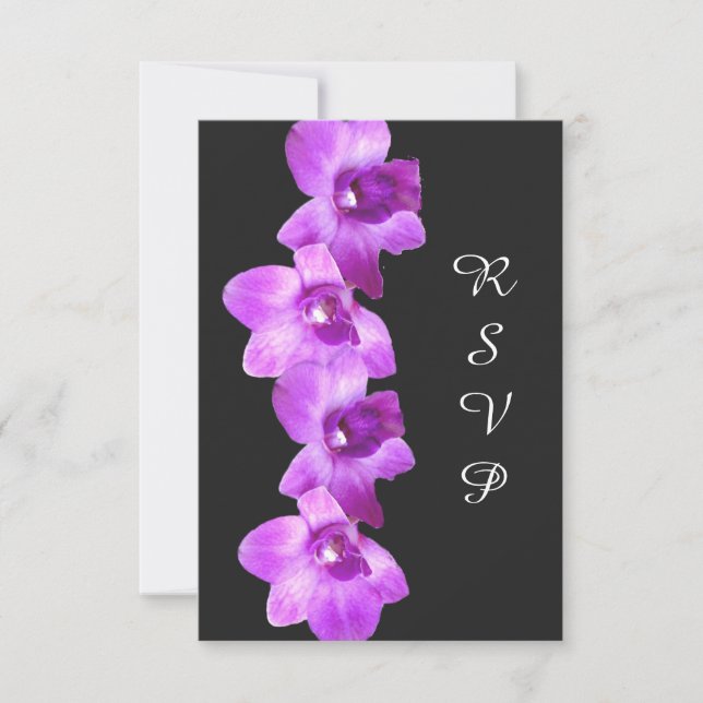 Elegante Tarjeta RSVP para Orquídeas Púrpura (Anverso)