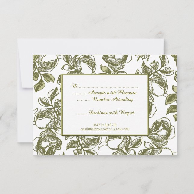 Elegante tarjeta RSVP Personalizado Rosas blancos  (Reverso)