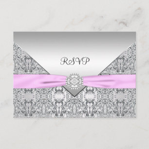 Elegante tarjeta RSVP Rosa