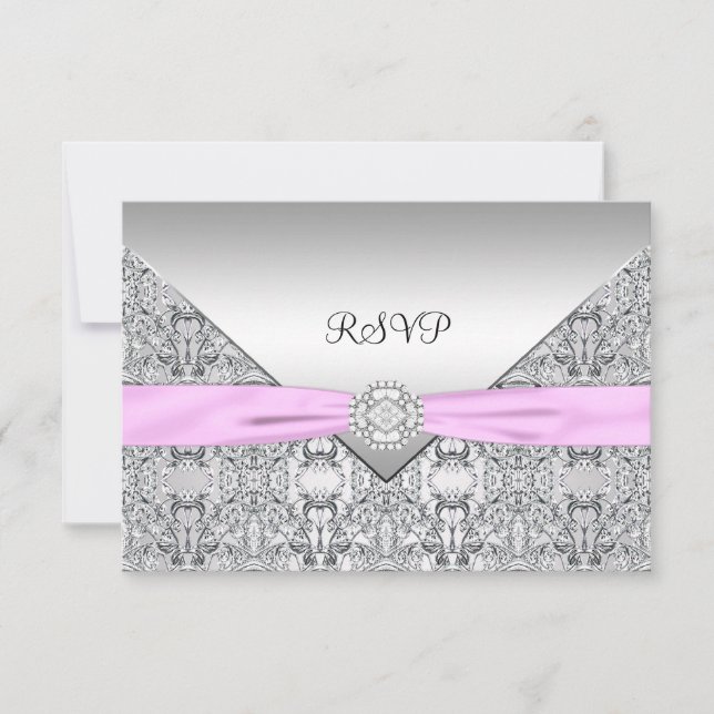 Elegante tarjeta RSVP rosa (Anverso)