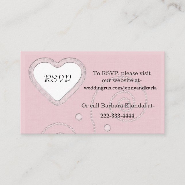 Elegante tarjeta RSVP rosa (Anverso)