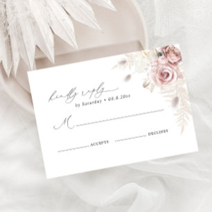 Elegante tarjeta RSVP Rosa de matrimonio floral Du