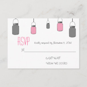 Elegante tarjeta RSVP Rústica Gray Mason Jars