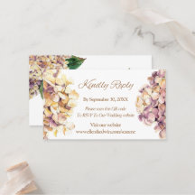 Elegante Tarjeta RSVP Rustica Púrpura Hydrangea