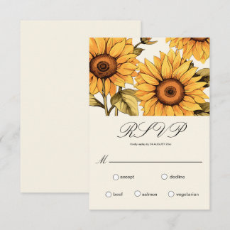 Elegante Tarjeta RSVP Sencilla de Girasol