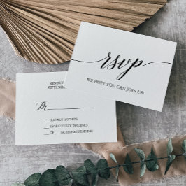 Elegante tarjeta RSVP simple de caligrafía negra