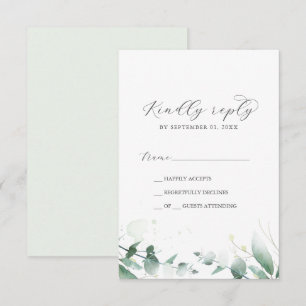 Elegante tarjeta RSVP simple de vegetación
