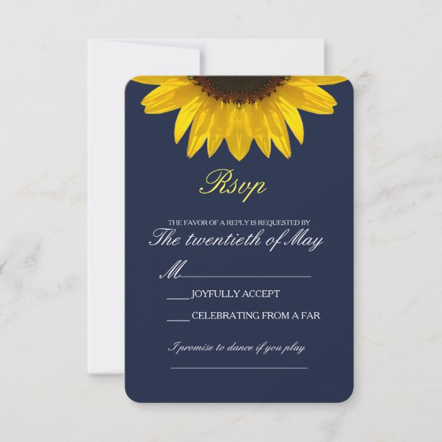 Elegante Tarjeta Rsvp Wedding Sunflower Wedding (Anverso)