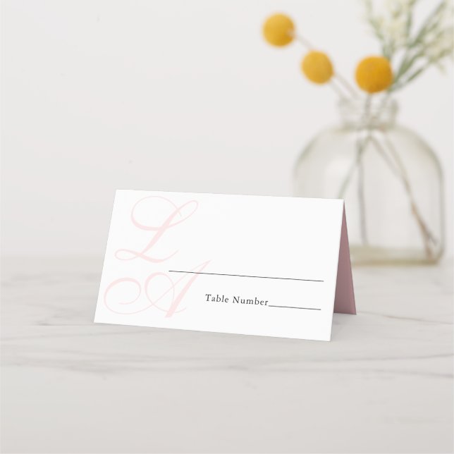 Elegante tarjeta Rubor color rosa Monograma Boda (Anverso)