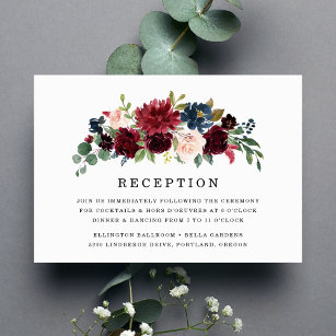 Elegante tarjeta Rubor de recepción floral de la M