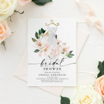 Elegante tarjeta Rubor Floral Bridal Shower Invita<br><div class="desc">Este hermoso diseño presenta un ramo de hermosos florales envueltos en un elegante vestido de novia y un estilo de letra moderno (color editable). Vea toda la colección para obtener más elementos coincidentes</div>