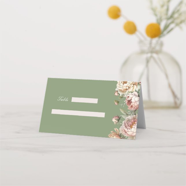 Elegante tarjeta Rubor Peonies plegado (Anverso)