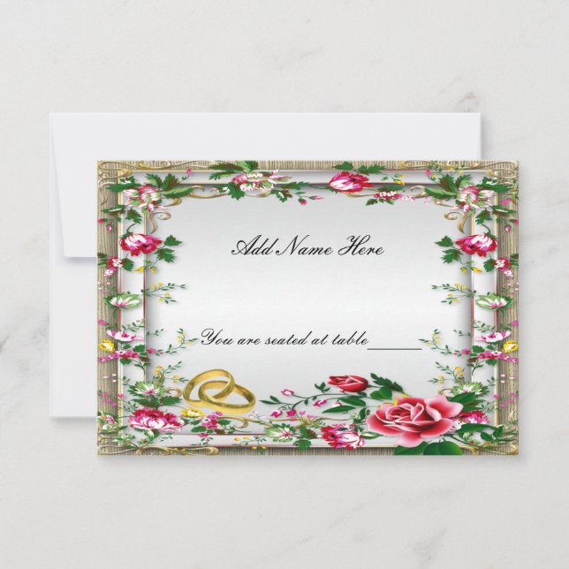 Elegante Tarjeta Rustic Roses Roses Roses Table Pl (Anverso)