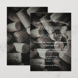 Elegante Tarjeta Rústica de Boda de Corcho de Vino