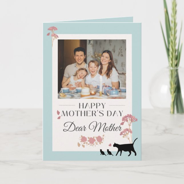 Elegante tarjeta Sky Blue Happy Mother's Day Card (Anverso)