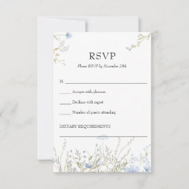Elegante tarjeta suave azul Wildflower Meadow rsvp