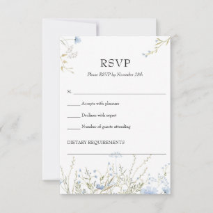 Elegante tarjeta suave azul Wildflower Meadow rsvp