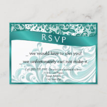 Elegante Tarjeta Swirl RSVP 3.5x5 - Verde azulado
