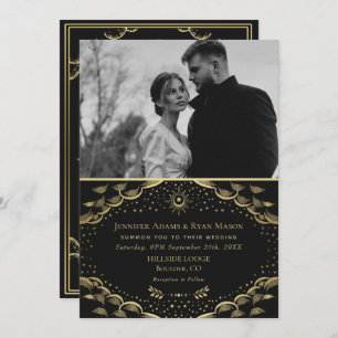 Elegante Tarjeta Tarot dorada Tarjeta Boda Tarjeta