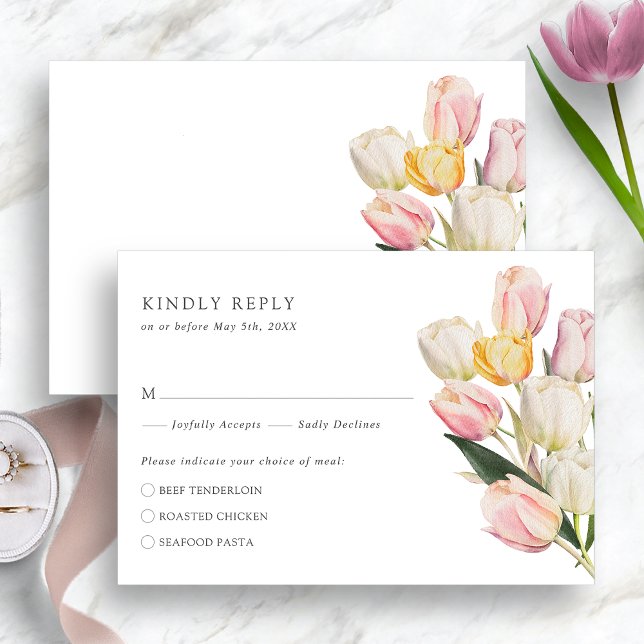 Elegante tarjeta Tulip RSVP (Elegant Watercolor Tulip RSVP Card by Painted Paperie
)