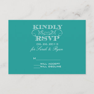 Elegante tarjeta turquesa RSVP