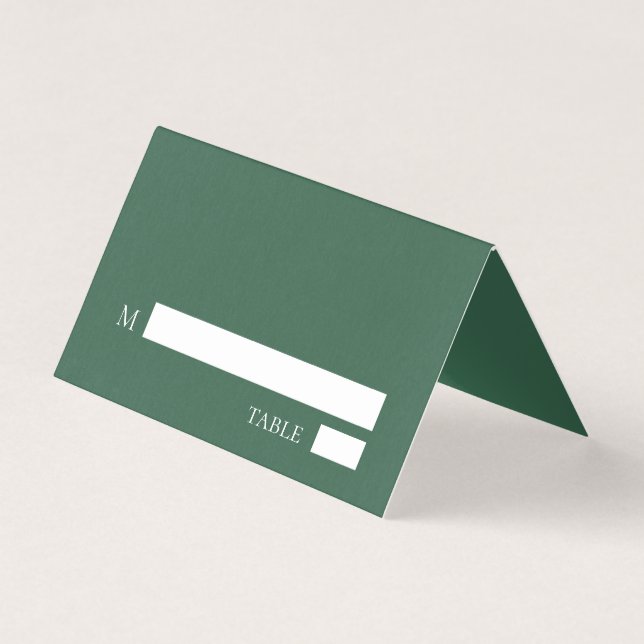 Elegante tarjeta verde Boda de mesa verde minimali (Anverso)