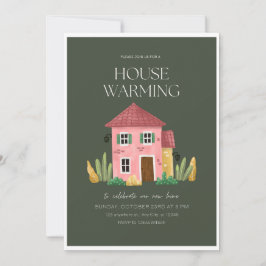 Elegante Tarjeta Verde de Invitación, Tarjeta De C
