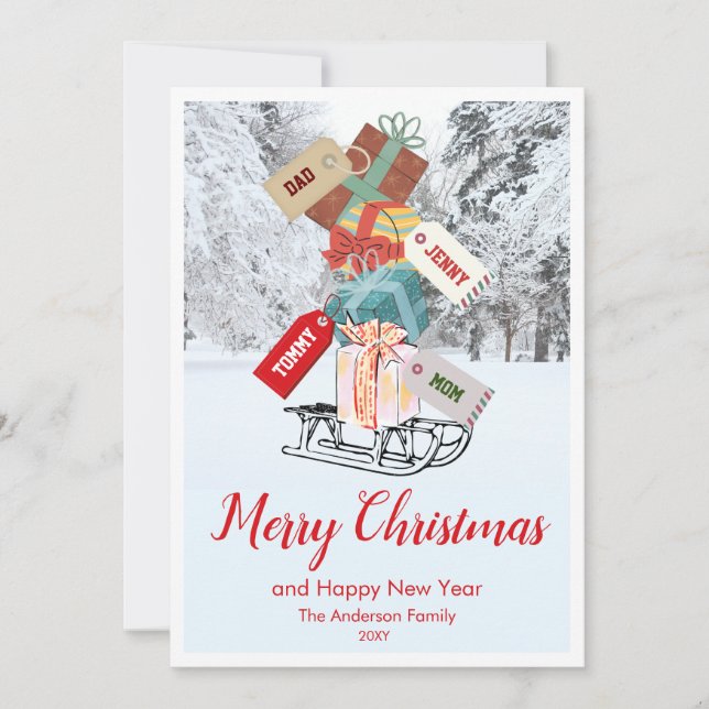 Elegante tarjeta Vintage de Navidad plana (Anverso)