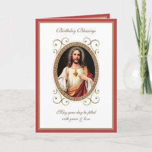 Elegante Tarjeta Vintage del Corazón Sagrado de Je