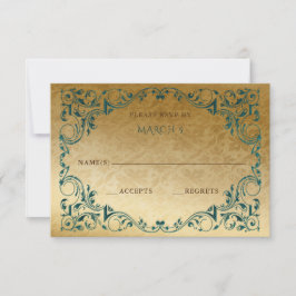 Elegante tarjeta Vintage Green Gold RSVP