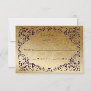 Elegante tarjeta Vintage Purple Gold RSVP