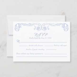 Elegante tarjeta Vintage RSVP - Rosa verde Filigre