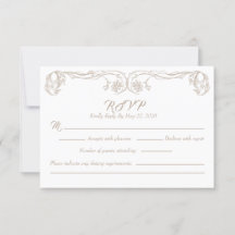 Elegante tarjeta Vintage RSVP - Rosa verde Filigre