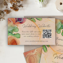 Elegante tarjeta web de Boda QR bohemiano