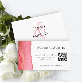 Elegante tarjeta web de Boda QR de coral rosa