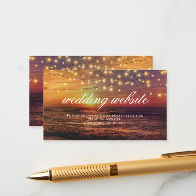 Elegante tarjeta web de Boda veraniego de luces de (Anverso/Reverso In Situ)