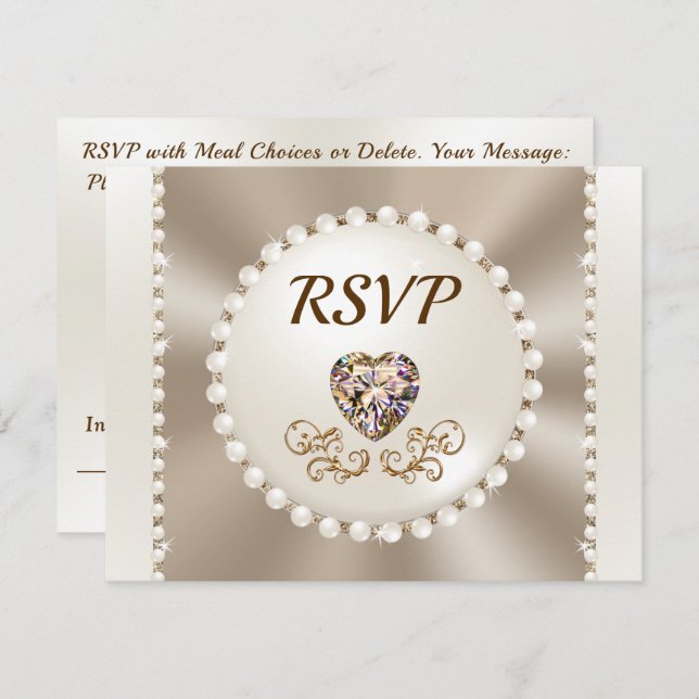 Elegante, tarjetas de menú RSVP o Borrar opciones  (Anverso / Reverso)