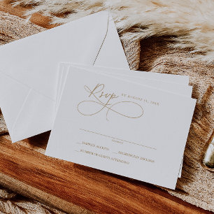Elegante tarjetas RSVP simples de color blanco y o