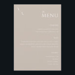 Elegante Taupe Moderno Boda Minimalista Menú<br><div class="desc">Carta boda moderna con un elegante diseño de tipografía minimalista en color taupe.</div>