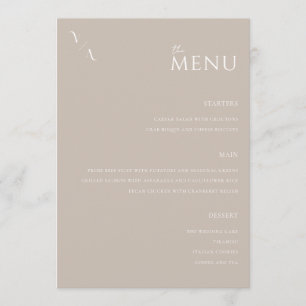 Elegante Taupe Moderno Boda Minimalista Menú