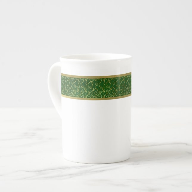 Elegante taza de China verde y óseo de oro (Izquierda)