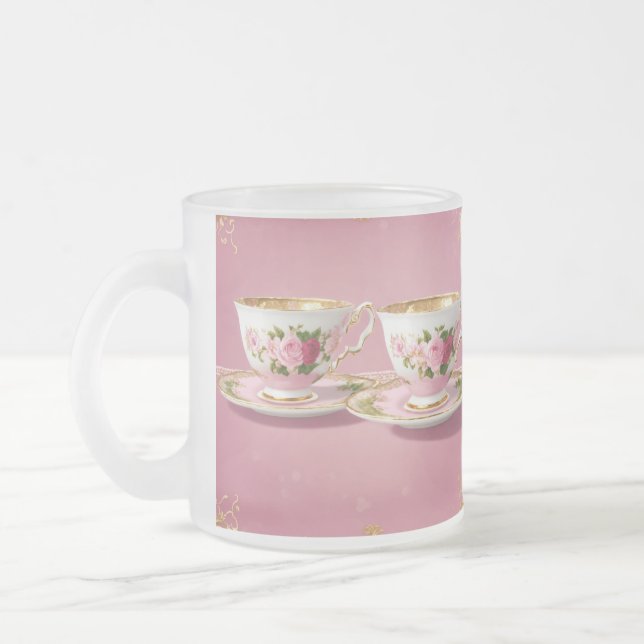 Elegante Taza de Té de Cerámica Rosa (Izquierda)