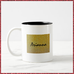 Elegante taza Purpurina de oro blanco y negro