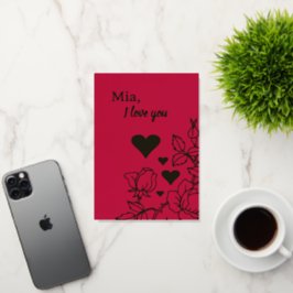 Elegante Te Amo Tarjeta De Relieve metalizado Pers