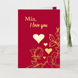 Elegante Te Amo Tarjeta De Relieve metalizado Pers