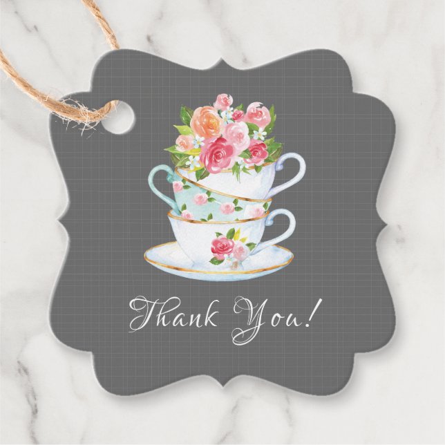 Elegante Tea Baby Shower Favor Gift Etiqueta (Anverso)