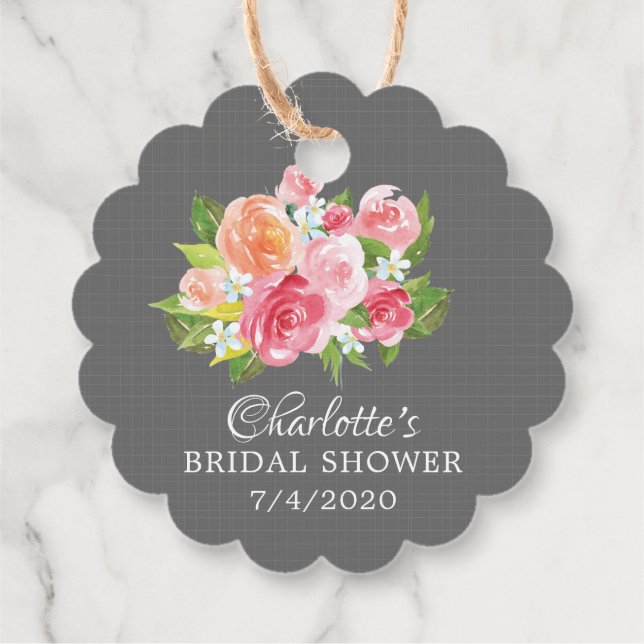 Elegante Tea Bridal Shower Favor Gift Etiqueta (Reverso)