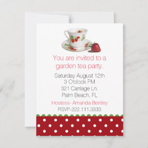 Elegante Tea Cup y Polka Dot Tea Party Invitación