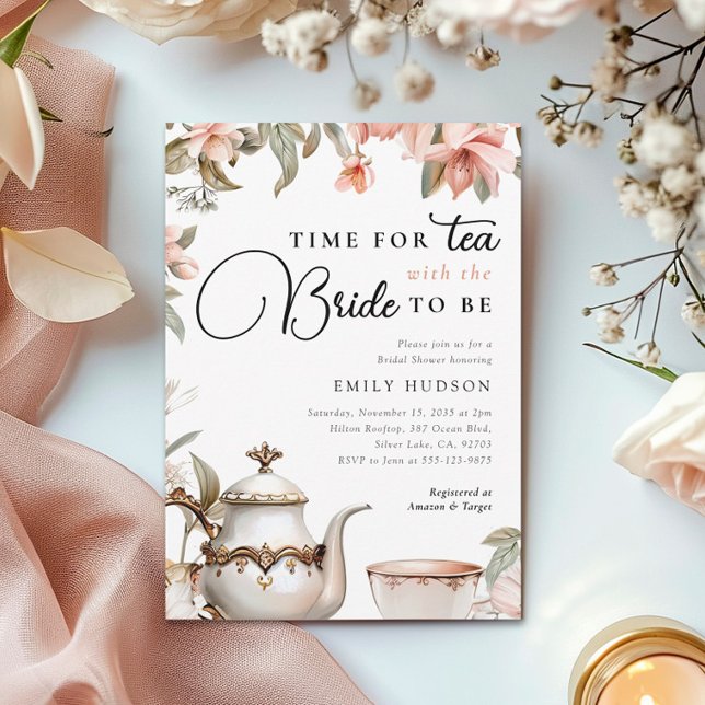 Elegante Tea Fiesta Bridal Shower Invitación (Subido por el creador)