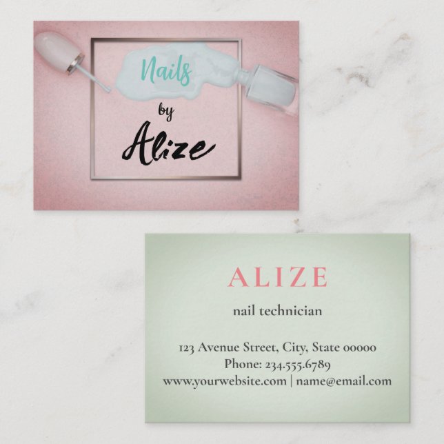 Elegante técnico de uñas de tarjetas de visita, sa (Anverso / Reverso)